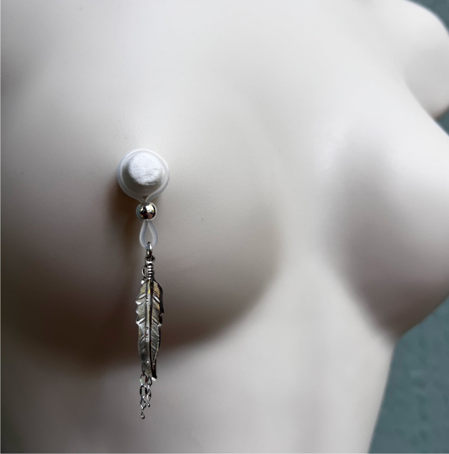 Feather Dangle - Faux Nipple Piercing / Non Piercing Nipple Jewelry