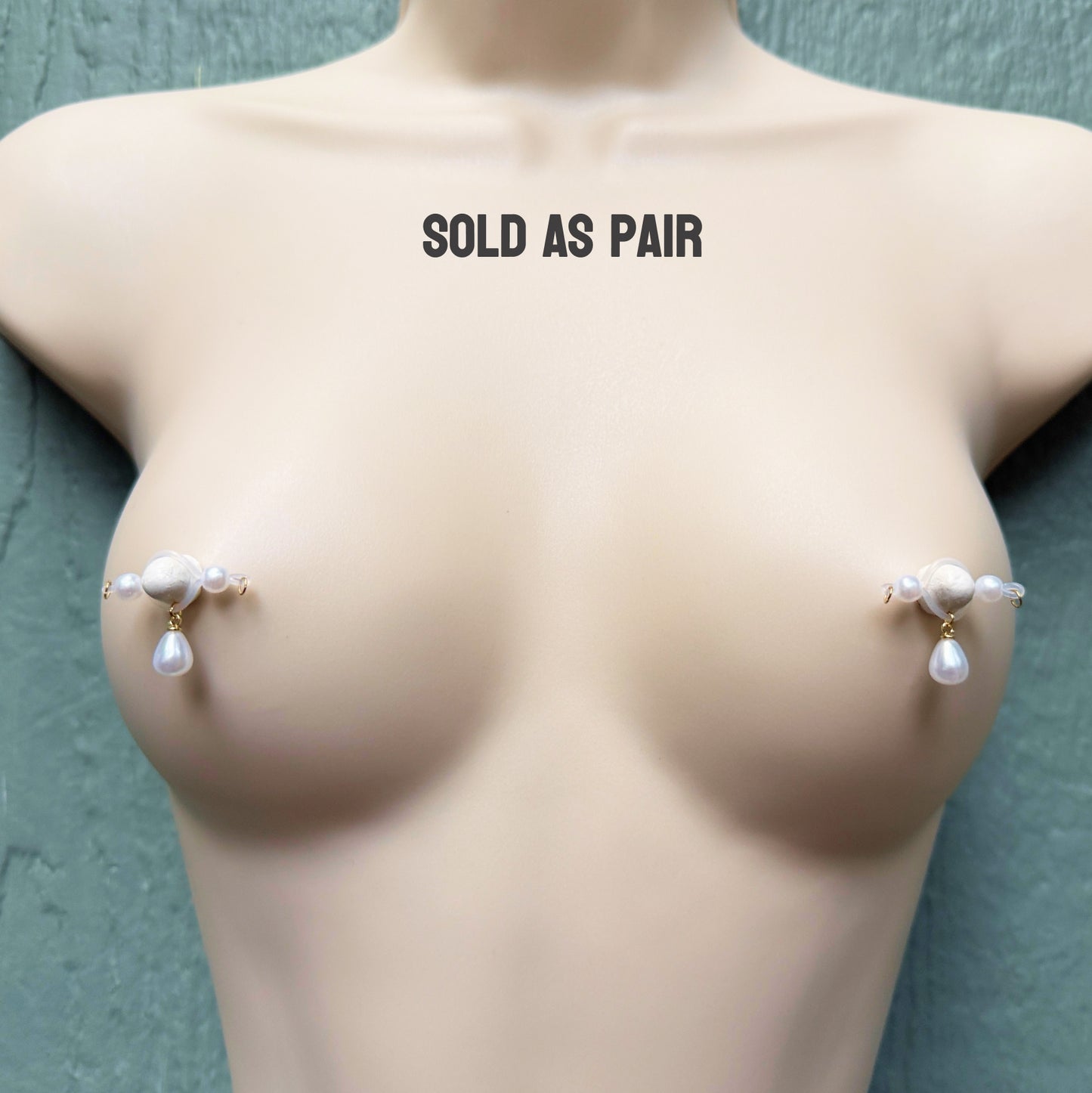 Little Pearl Charm - Pearl Barbell Nipple Rings / Faux Nipple Piercing