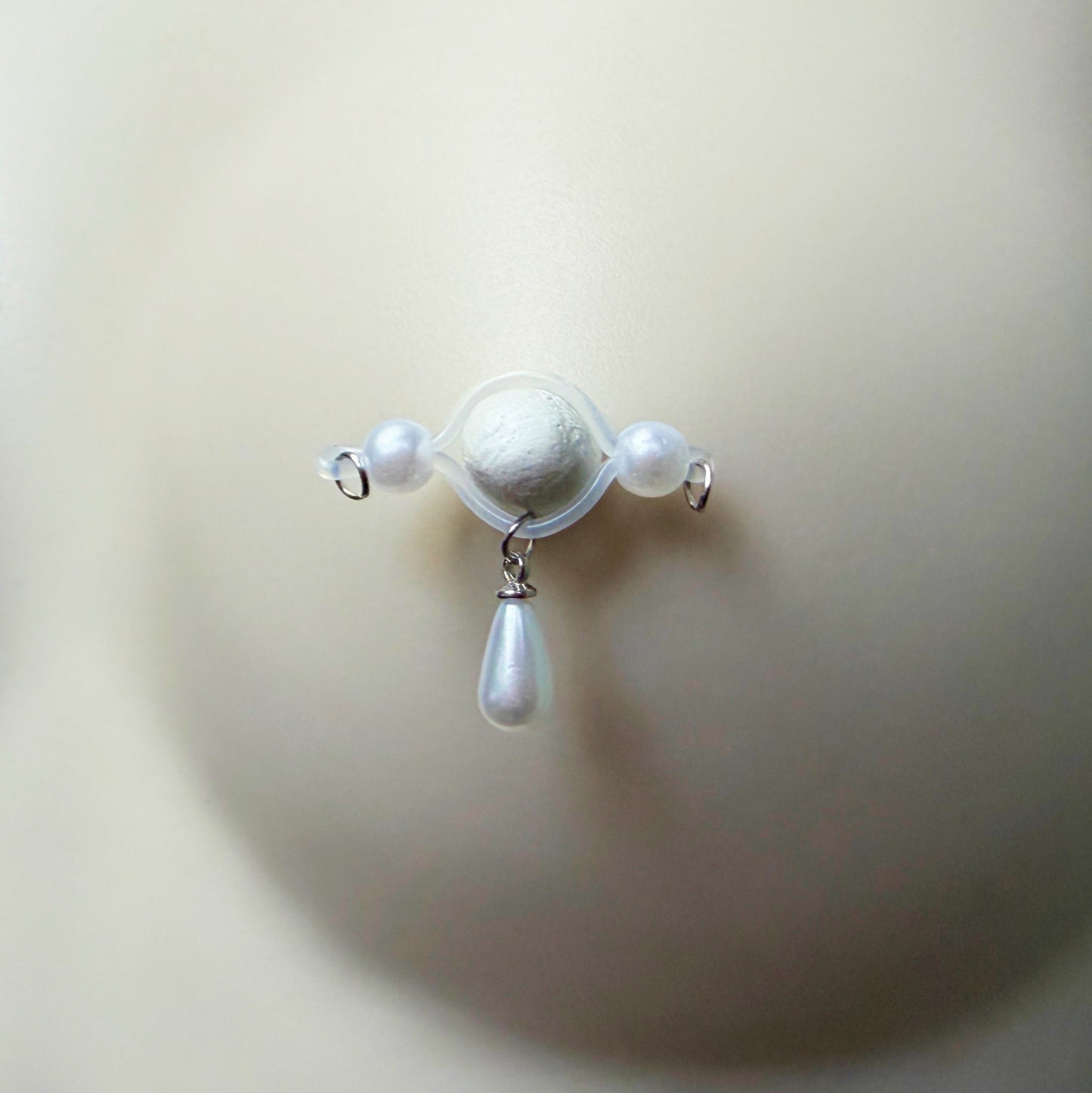 Little Pearl Charm - Pearl Barbell Nipple Rings / Faux Nipple Piercing