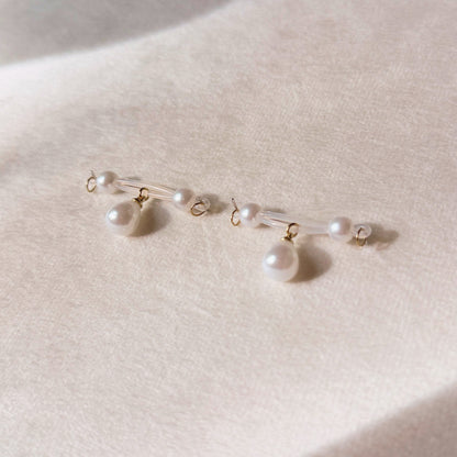 Little Pearl Charm - Pearl Barbell Nipple Rings / Faux Nipple Piercing