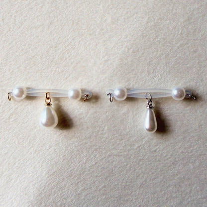 Little Pearl Charm - Pearl Barbell Nipple Rings / Faux Nipple Piercing