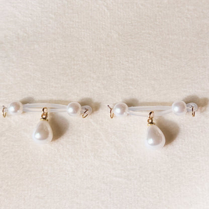 Little Pearl Charm - Pearl Barbell Nipple Rings / Faux Nipple Piercing
