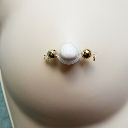 The Classic Gold Faux Nipple Piercing - Barbell Nipple Rings / Non Piercing Nipple Jewelry