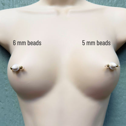 The Classic Gold Faux Nipple Piercing - Barbell Nipple Rings / Non Piercing Nipple Jewelry