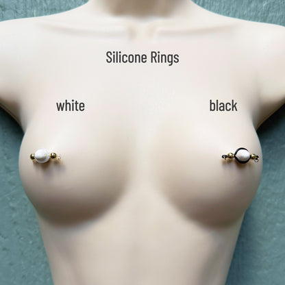 The Classic Gold Faux Nipple Piercing - Barbell Nipple Rings / Non Piercing Nipple Jewelry