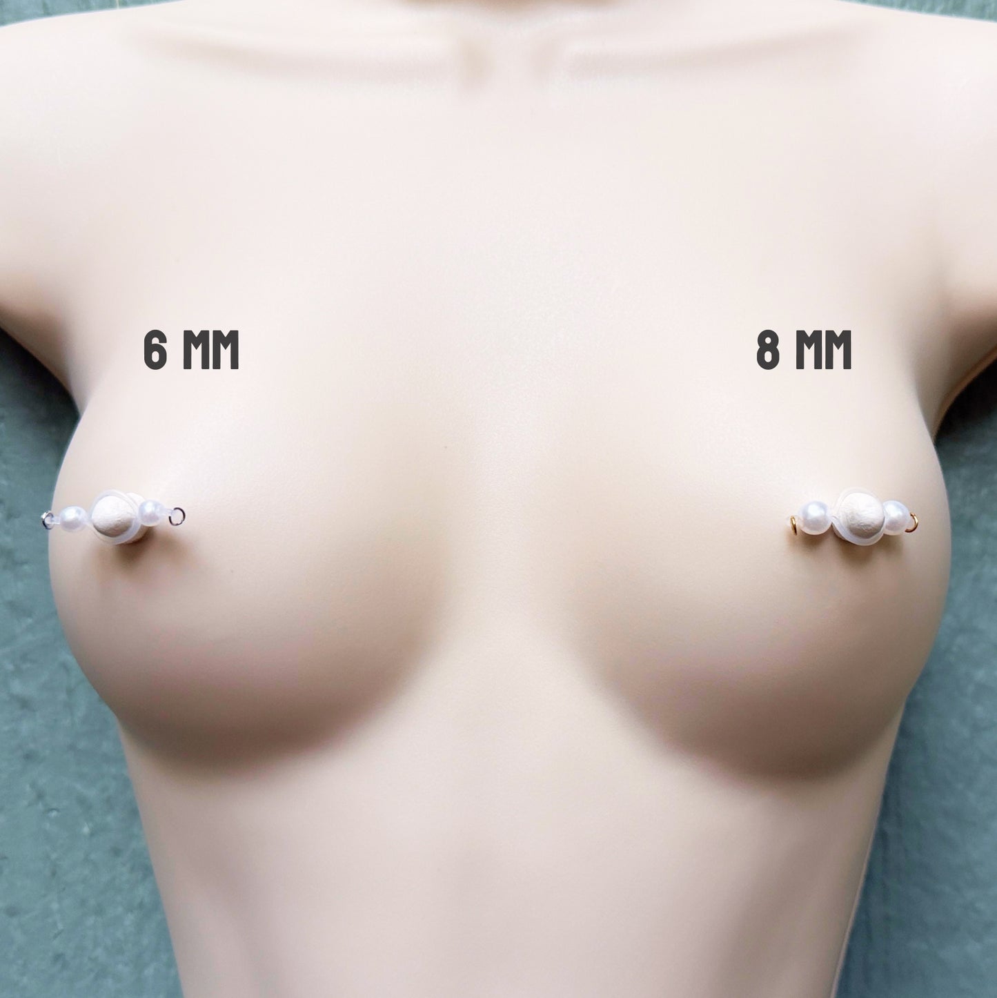 Pearl Barbell Nipple Rings / Faux Nipple Piercing with Pearls