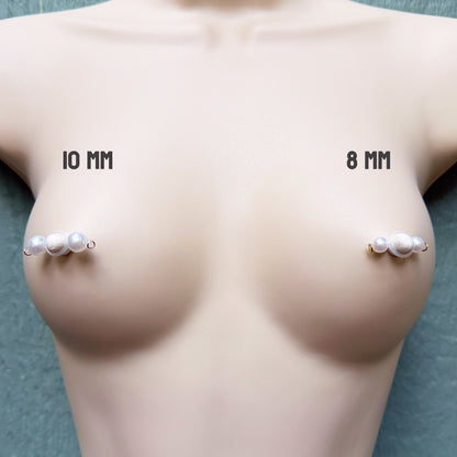 Pearl Barbell Nipple Rings / Faux Nipple Piercing with Pearls