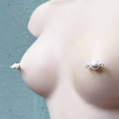 Pearl Barbell Nipple Rings / Faux Nipple Piercing with Pearls