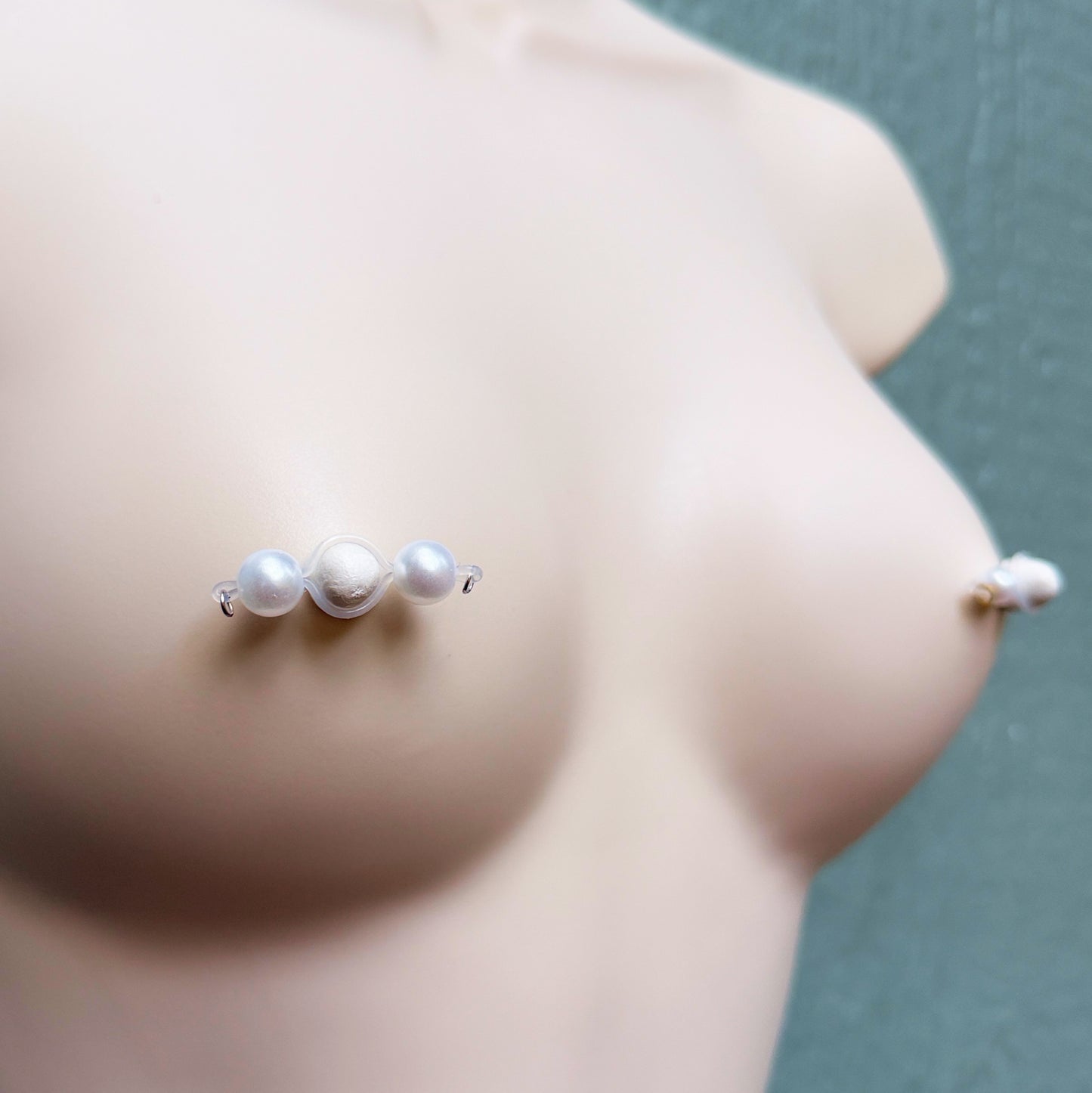 Pearl Barbell Nipple Rings / Faux Nipple Piercing with Pearls