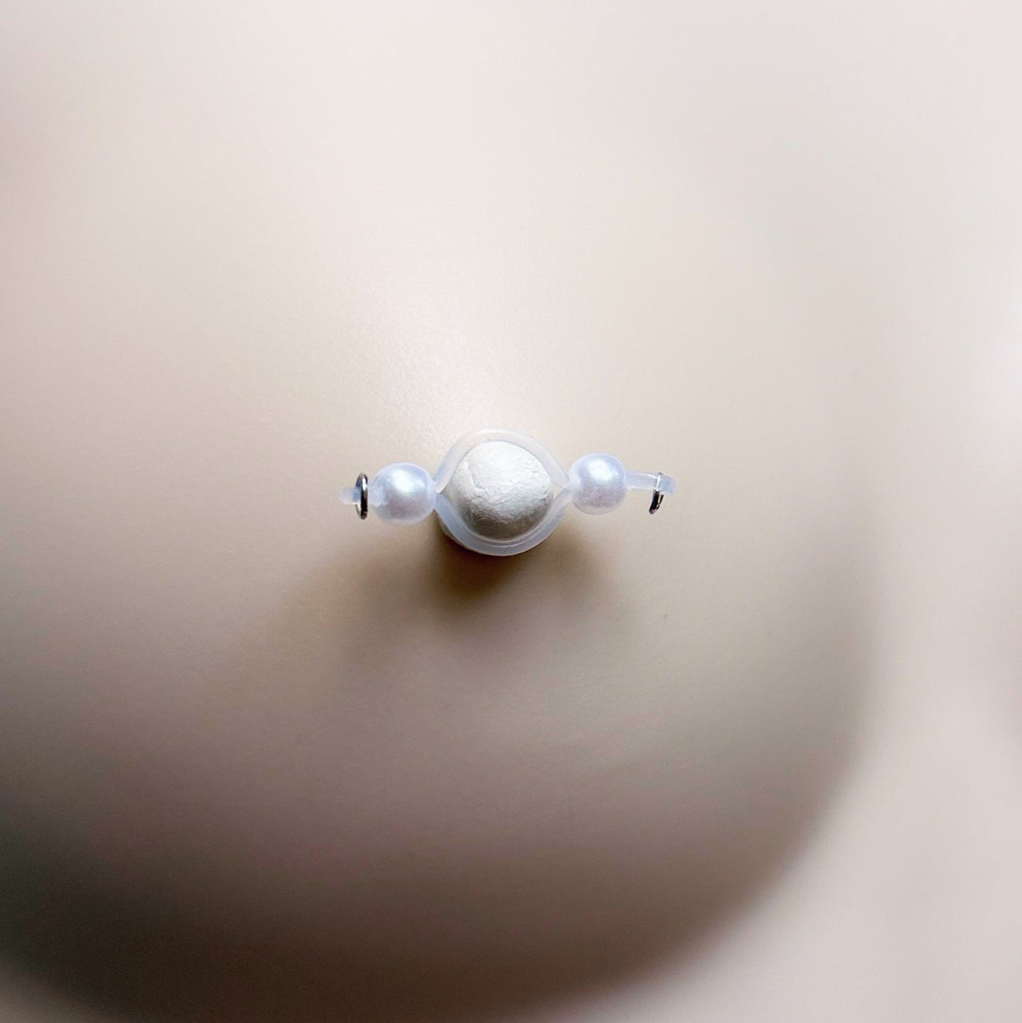 Pearl Barbell Nipple Rings / Faux Nipple Piercing with Pearls