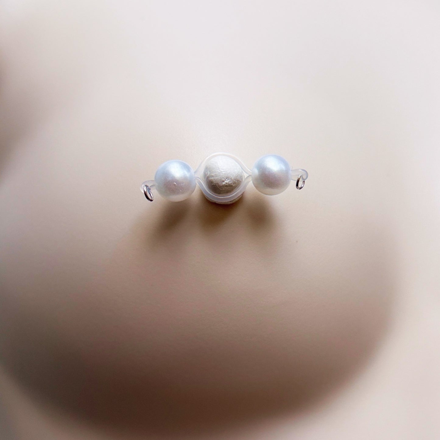 Pearl Barbell Nipple Rings / Faux Nipple Piercing with Pearls