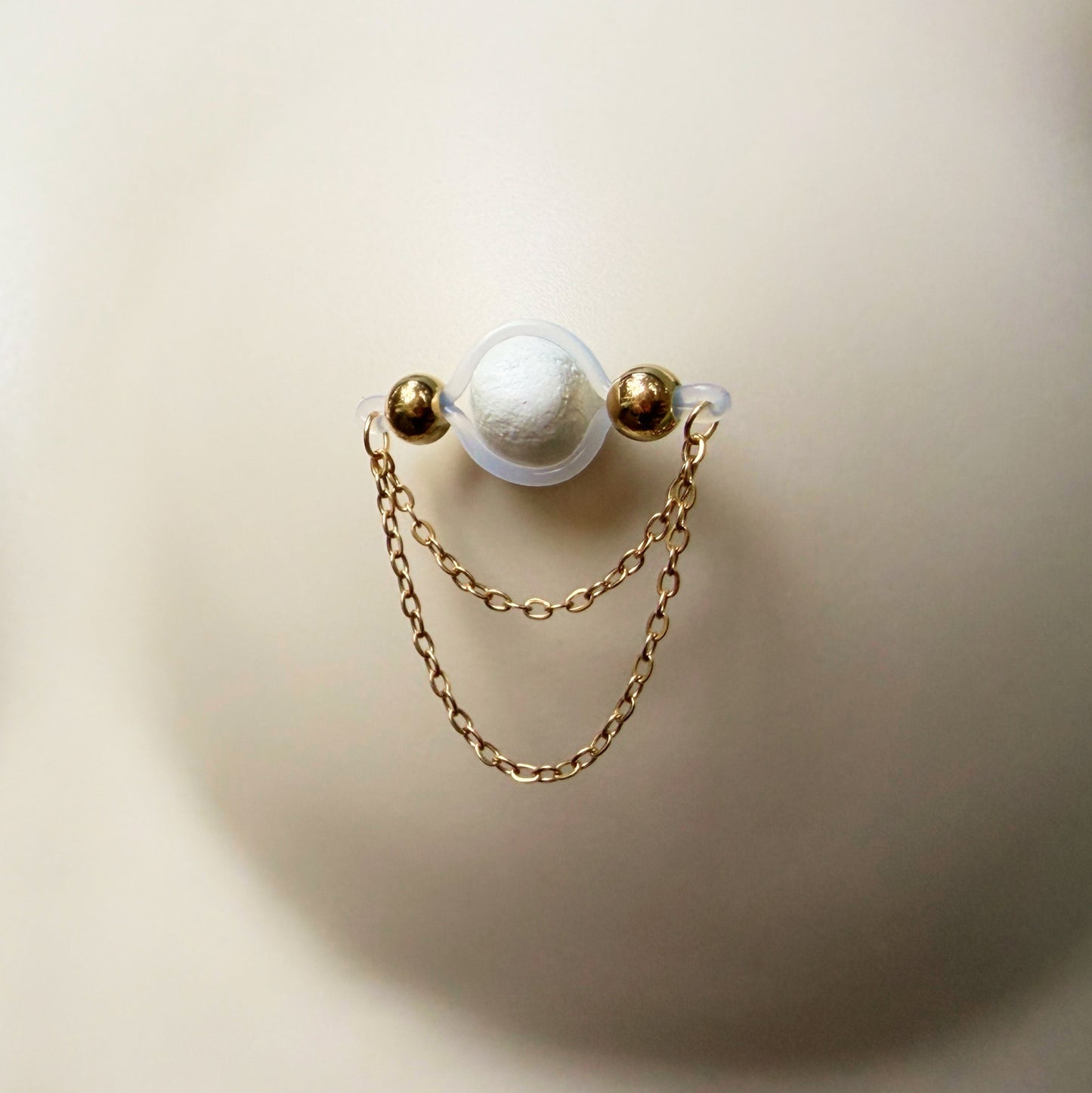 Gold Chain Classic - Barbell Nipple Rings / Faux Nipple Piercing / Nipple Chain Piercing