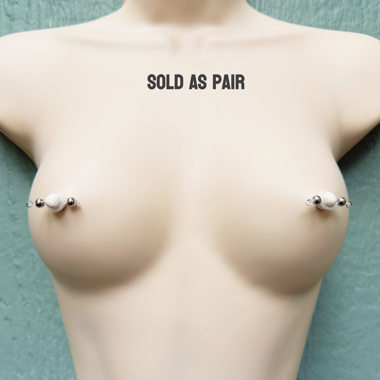 Classic Silver Barbell Fake Nipple Piercing - Barbell Nipple Rings / Nipple Jewelry Non Piercing