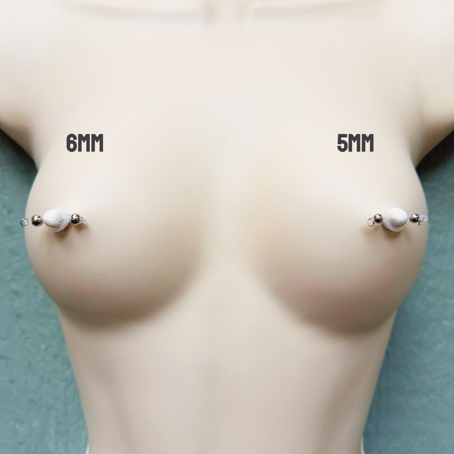 Classic Silver Barbell Fake Nipple Piercing - Barbell Nipple Rings / Nipple Jewelry Non Piercing