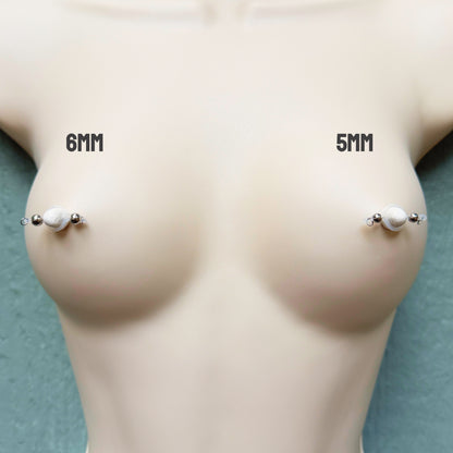 Classic Silver Barbell Fake Nipple Piercing - Barbell Nipple Rings / Nipple Jewelry Non Piercing