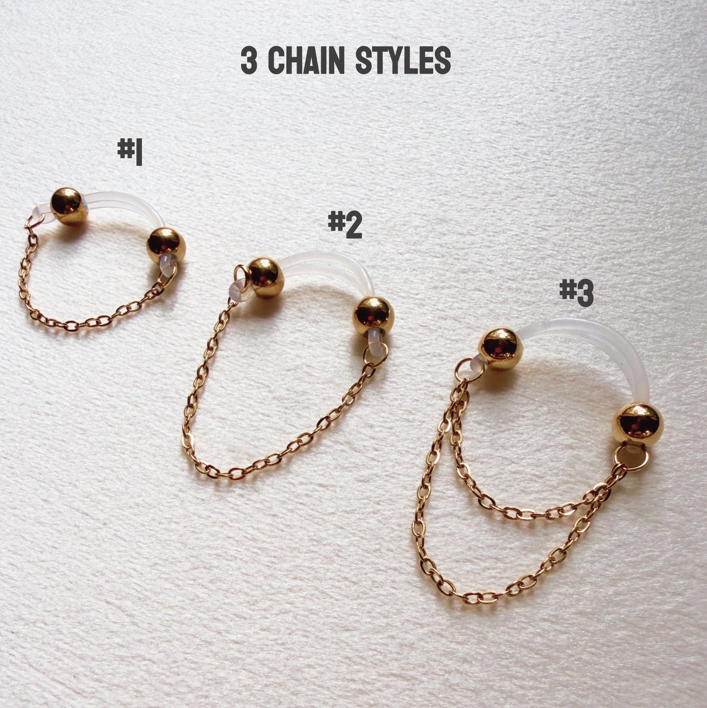 Gold Chain Classic - Barbell Nipple Rings / Faux Nipple Piercing / Nipple Chain Piercing
