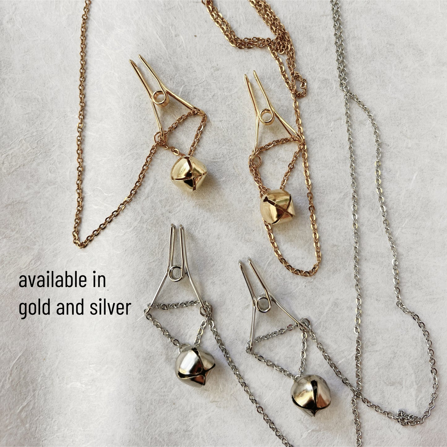 Dainty Nipple Clamps with Silver Bells  - Body Chain Jewelry / Bra Chain Harness