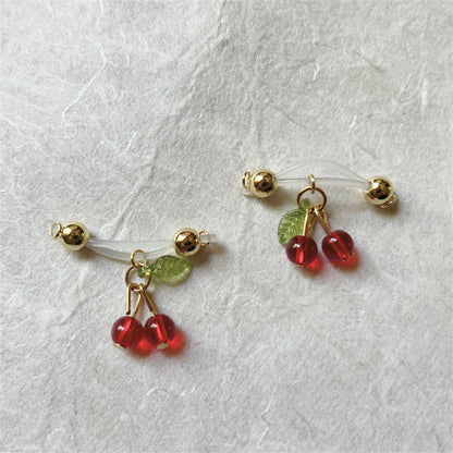 Dainty Cherry Charm Fake Nipple Piercing - Barbell Nipple Rings / Non Piercing Nipple Jewelry