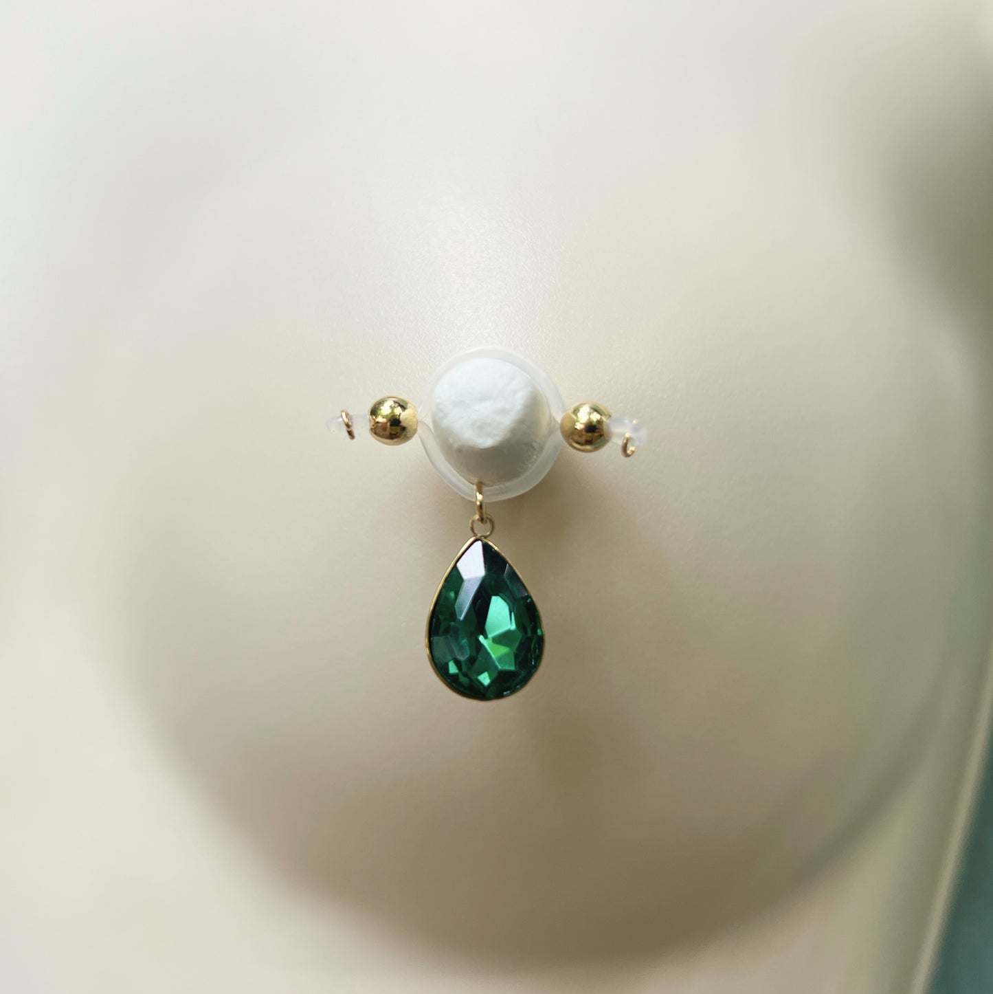 Rhinestone Charm Fake Nipple Piercing - Barbell Fake Nipple Rings / Non Piercing Nipple Jewelry