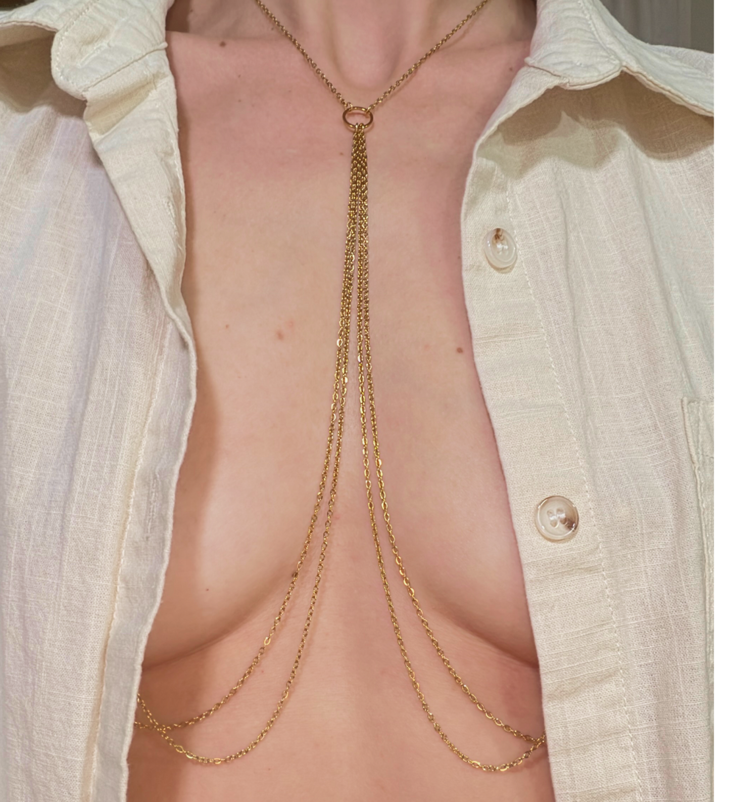 Choker to Nipple Rings - Faux Nipple Piercing Body Chain Jewelry / Chain Bra