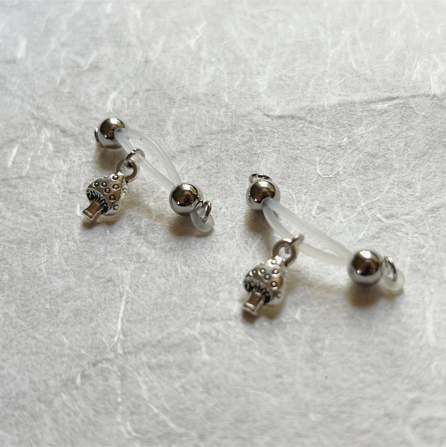 Silver Mushroom Nipple Jewelry - Fake Nipple Piercing / Nipple Jewelry Non Piercing
