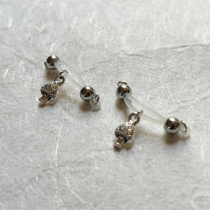 Silver Mushroom Nipple Jewelry - Fake Nipple Piercing / Nipple Jewelry Non Piercing