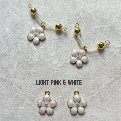 Dainty Flower Charm Nipple Rings - Barbell Fake Nipple Piercings / Non Piercing Nipple Jewelry