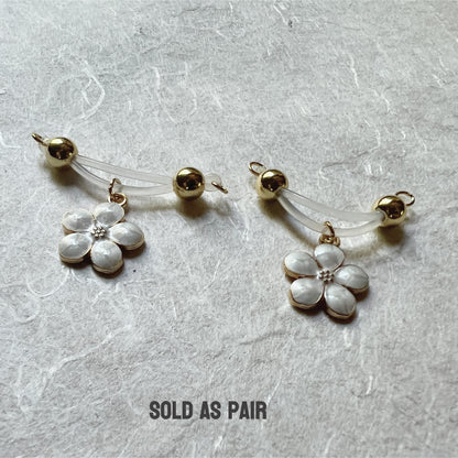 Dainty Flower Charm Nipple Rings - Barbell Fake Nipple Piercings / Non Piercing Nipple Jewelry