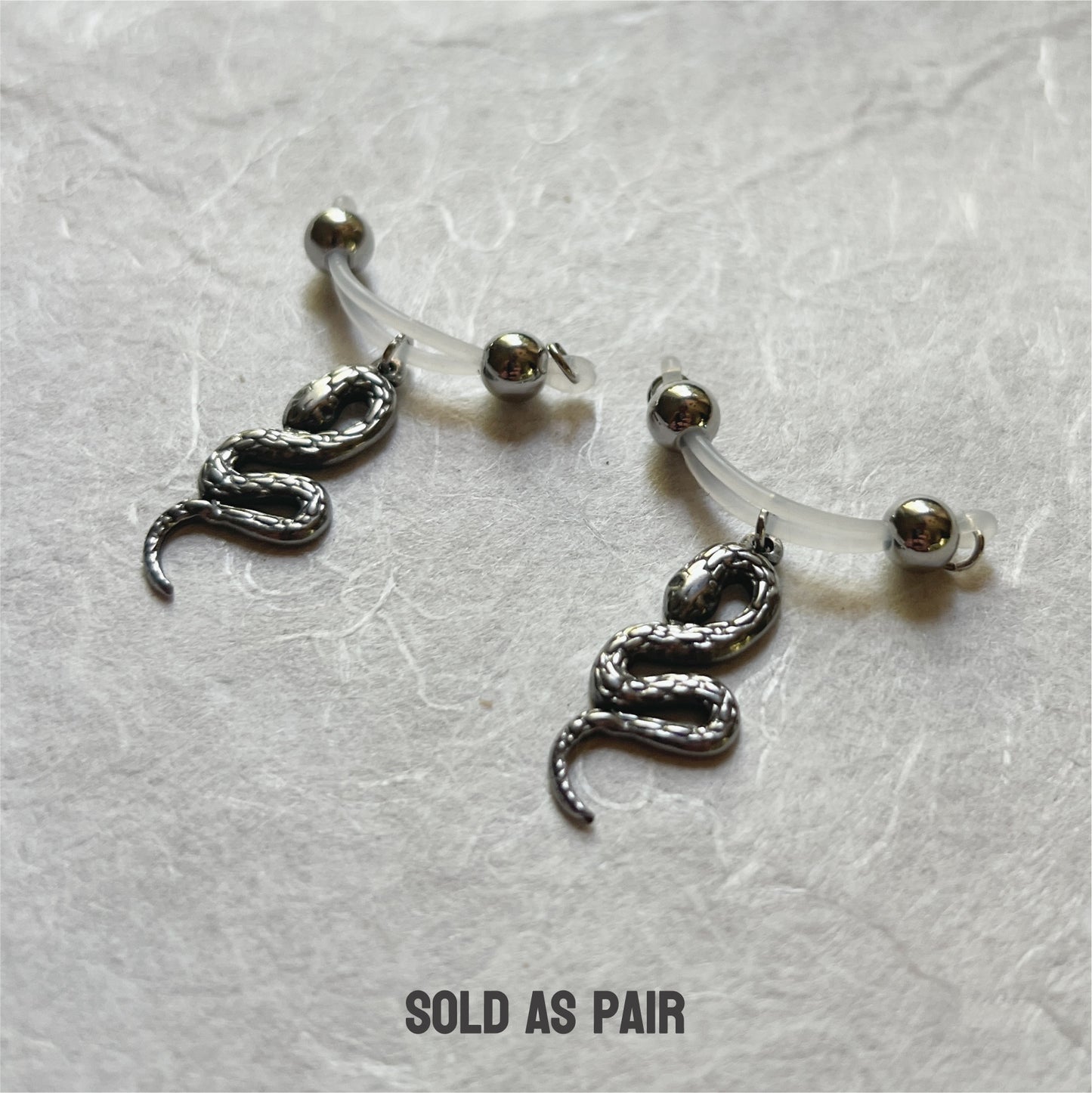 Silver Snake Nipple Jewelry - Fake Nipple Piercing / Nipple Jewelry Non Piercing