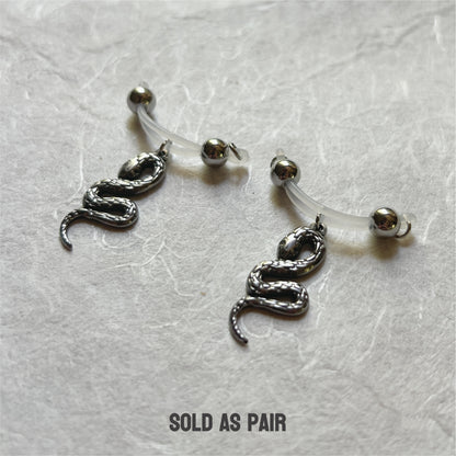 Silver Snake Nipple Jewelry - Fake Nipple Piercing / Nipple Jewelry Non Piercing