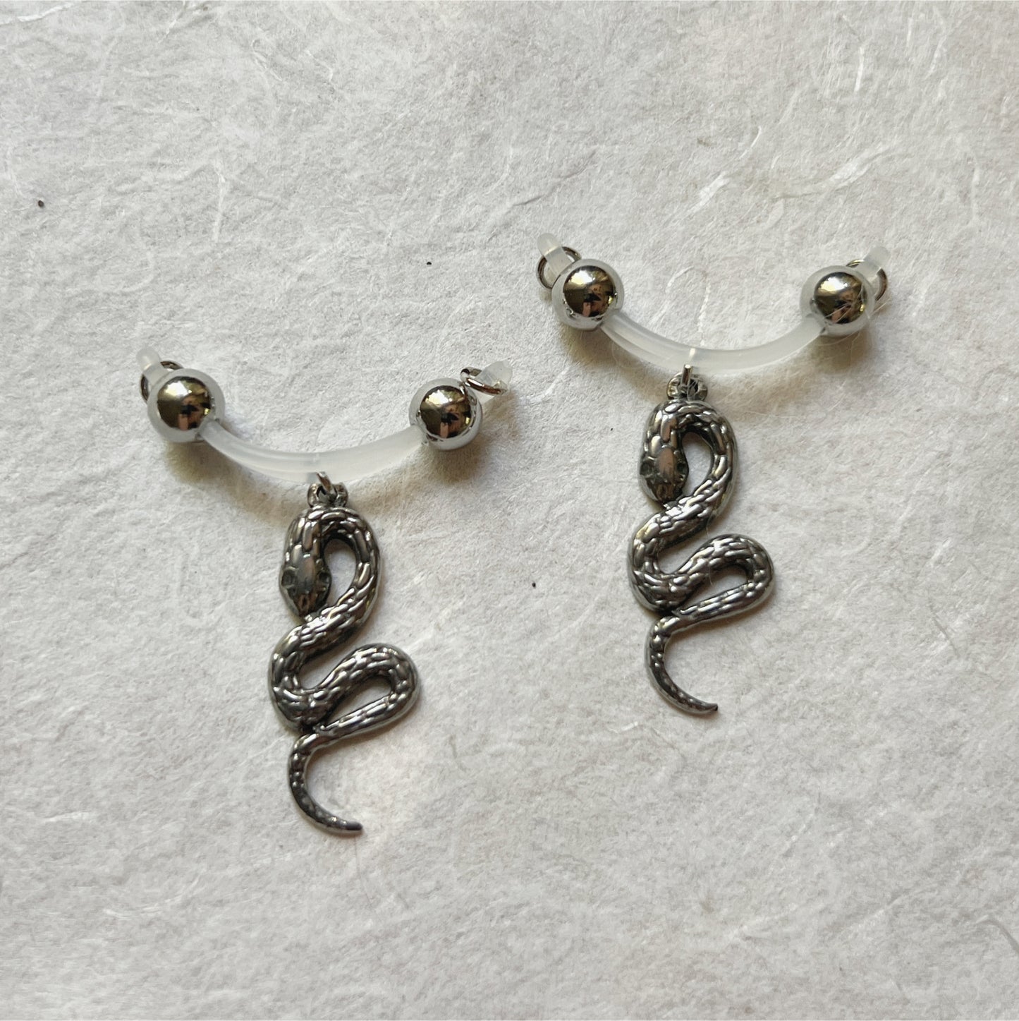 Silver Snake Nipple Jewelry - Fake Nipple Piercing / Nipple Jewelry Non Piercing