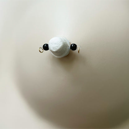 Black Minimalist Non Piercing - Barbell Nipple Rings / Faux Nipple Piercing