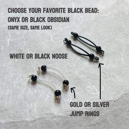 Black Minimalist Non Piercing - Barbell Nipple Rings / Faux Nipple Piercing