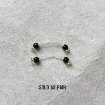 Black Minimalist Non Piercing - Barbell Nipple Rings / Faux Nipple Piercing