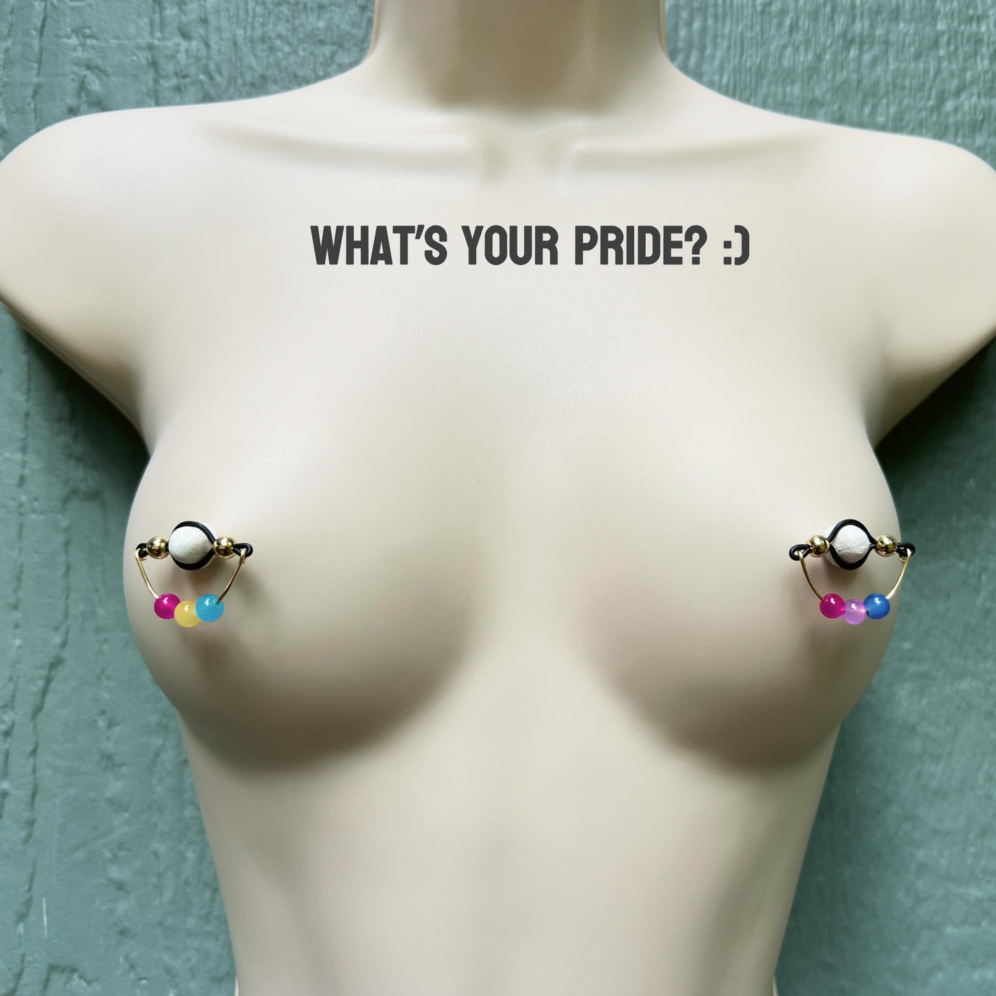 Custom Pride Nipple Shield Non Piercing - Faux Nipple Piercing - LGBTQ+ Nipple Jewelry