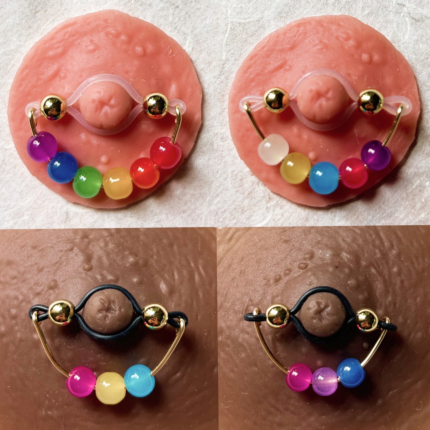 Custom Pride Nipple Shield Non Piercing - Faux Nipple Piercing - LGBTQ+ Nipple Jewelry