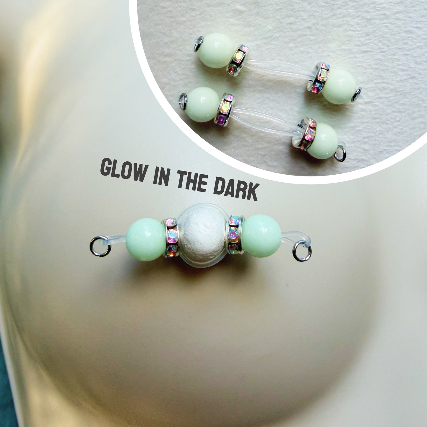 Glow in the Dark Fake Nipple Rings - Barbell Faux Nipple Piercing / Non Piercing Nipple Jewelry