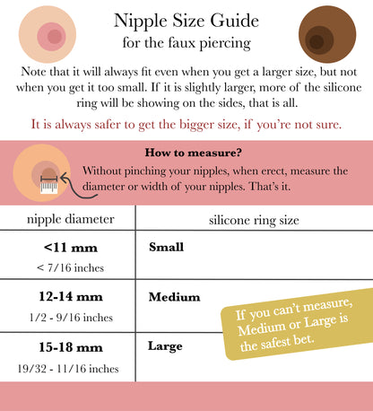 Luxury Golden Nipple Rings with Sparkly Chain - Fake Nipple Piercings / Non Piercing Nipple Jewelry