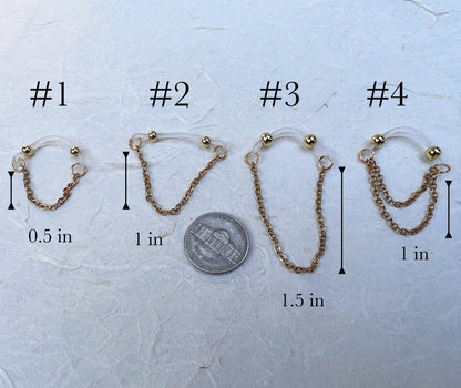 Gold Chain Classic - Barbell Nipple Rings / Faux Nipple Piercing / Nipple Chain Piercing