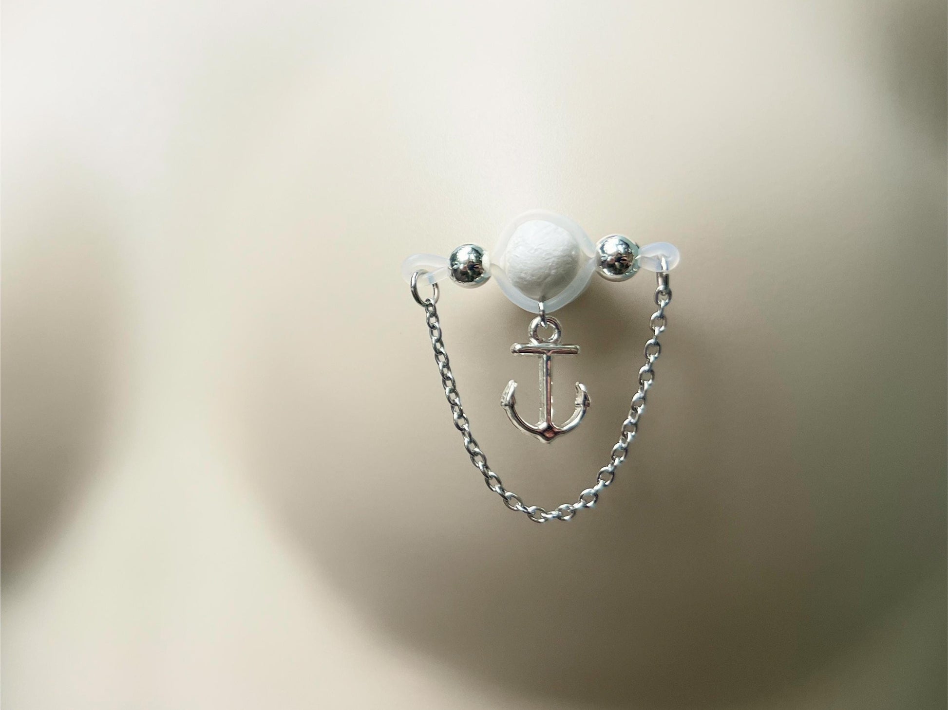 Nautical Nipple Jewelry, Nipple Noose Jewelry with Barbells and Anchor Charm, Fake Nipple Piercing with Anchor