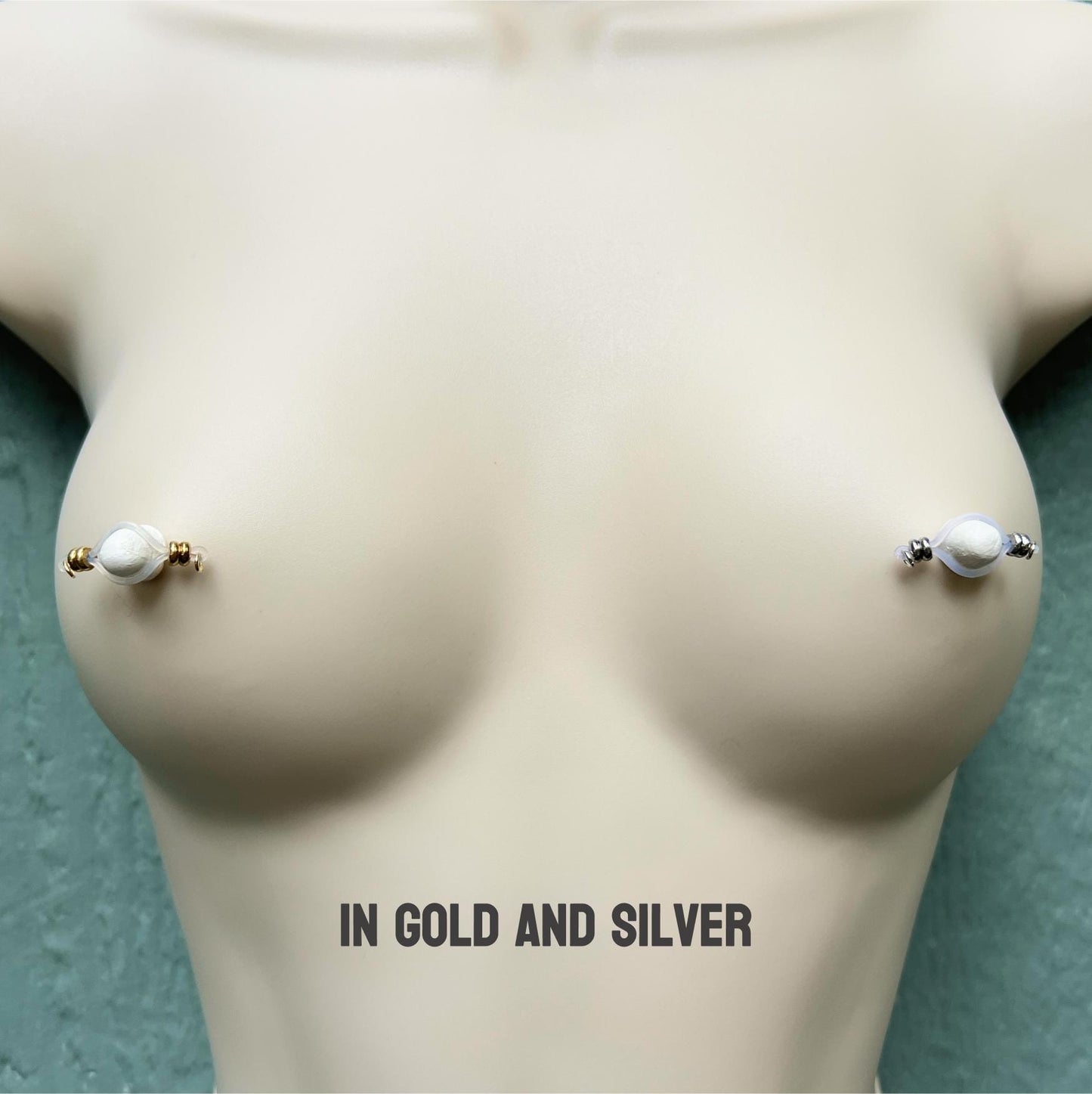 Dainty Flat Beads Fake Nipple Piercing - Barbell Nipple Rings / Nipple Jewelry Non Piercing