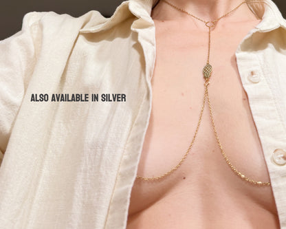 Upside Down Pineapple Necklace - Choker Lariat / Swinger Hotwife Jewelry