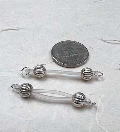 Silver Melon Barbell Nipple Jewelry - Faux Nipple Piercing Body Jewelry / Nipple Rings