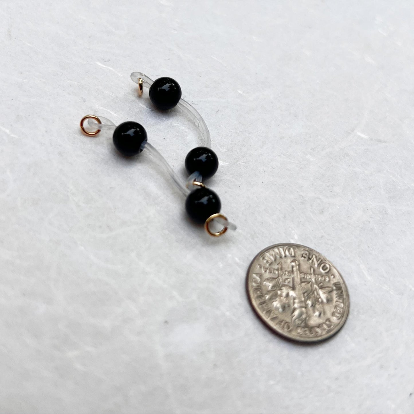 Black Agate - Barbell Nipple Rings / Faux Nipple Piercing