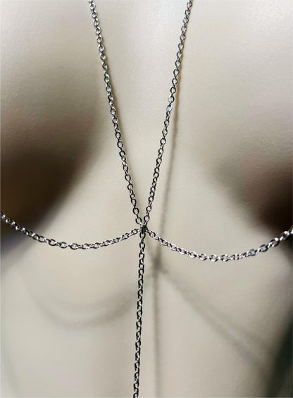 Classic Faux Nipple Piercing with Nipple Chain - Body Chain Jewelry / Bra Chain