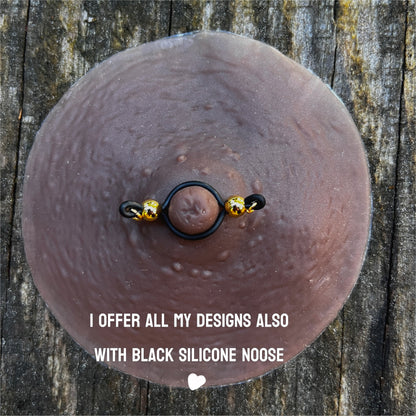 Faux Nipple Piercings with Peacock Hematite Barbells - Fake Nipple Rings / Non Piercing Nipple Jewelry