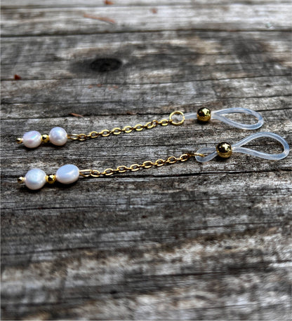 Real Pearl Nipple Noose Dangle - Faux Nipple Piercing / Non Piercing Nipple Jewelry