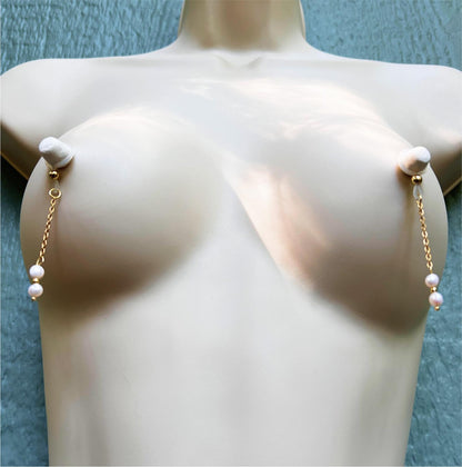 Real Pearl Nipple Noose Dangle - Faux Nipple Piercing / Non Piercing Nipple Jewelry