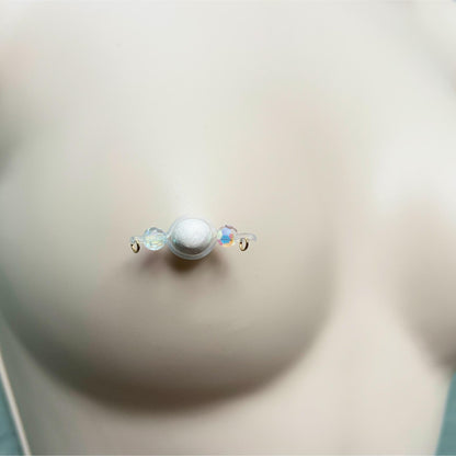 Dainty Glass Crystal - Barbell Nipple Rings / Faux Nipple Piercing