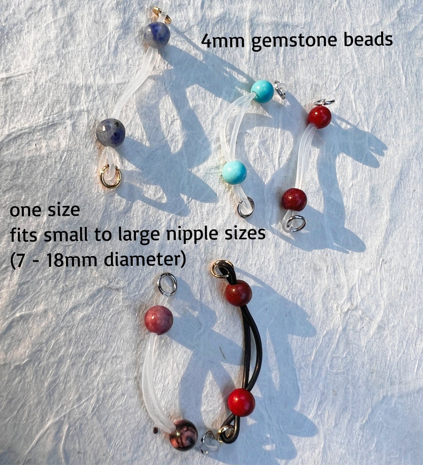 Dainty Gemstones - Minimalist Barbell Nipple Rings / Faux Nipple Piercing